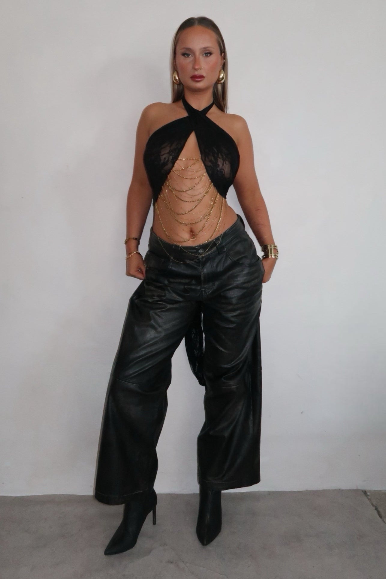 Black Lace Chain Top