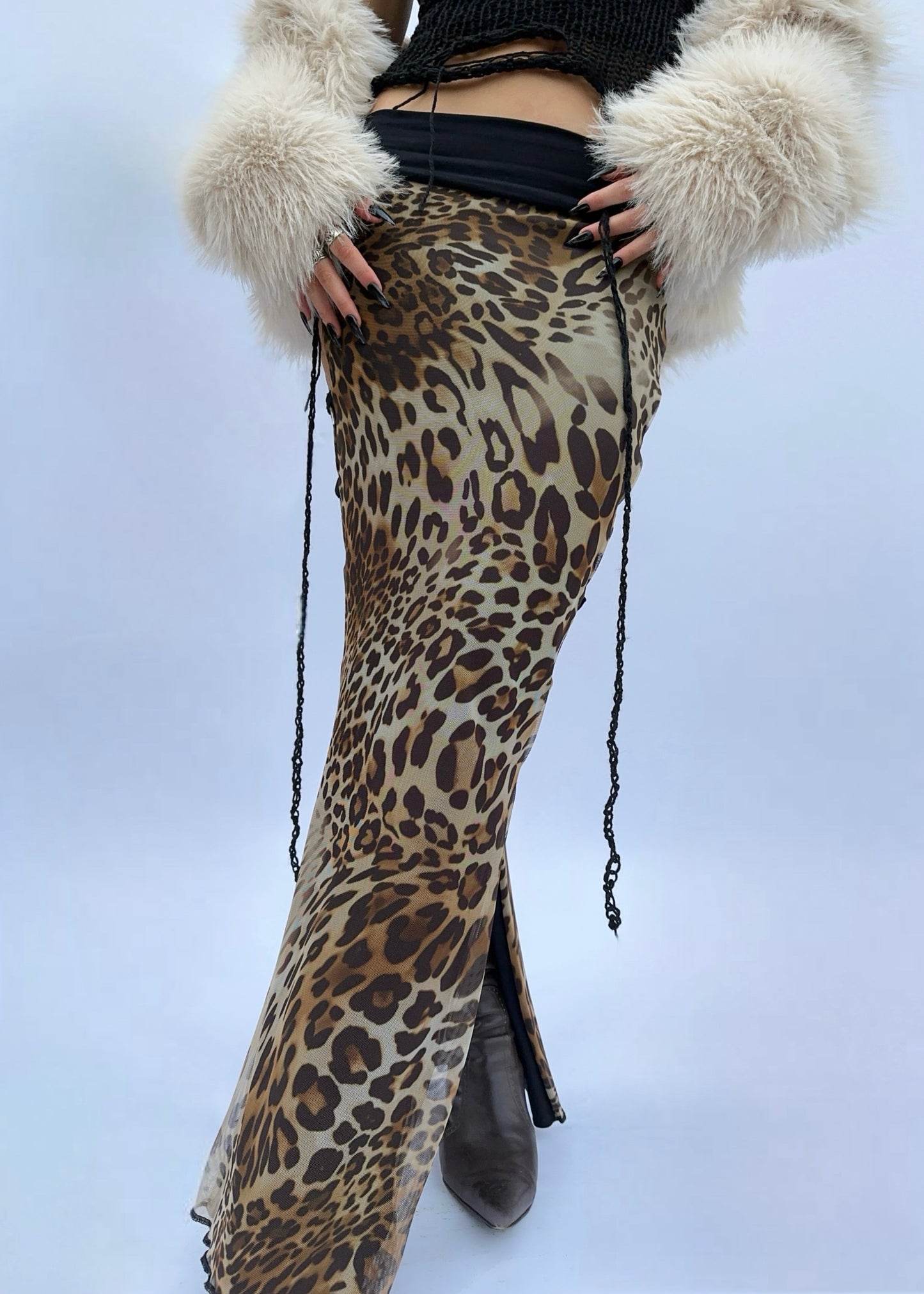 Reversible leopard print maxi skirt